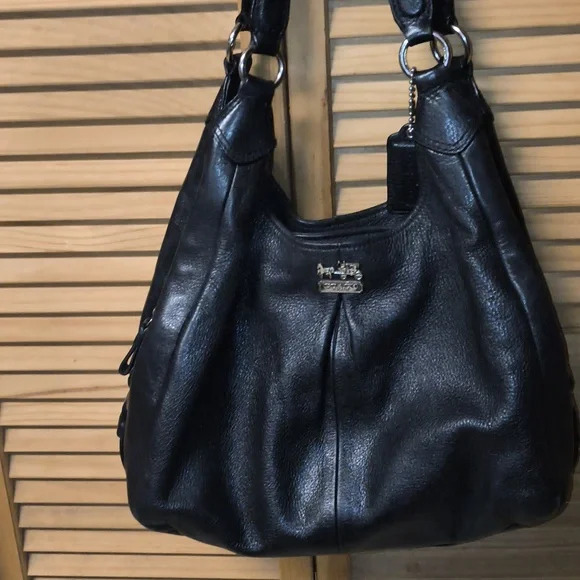 Coach Midsize Black Leather Tote Bag - Picture 7 of 16